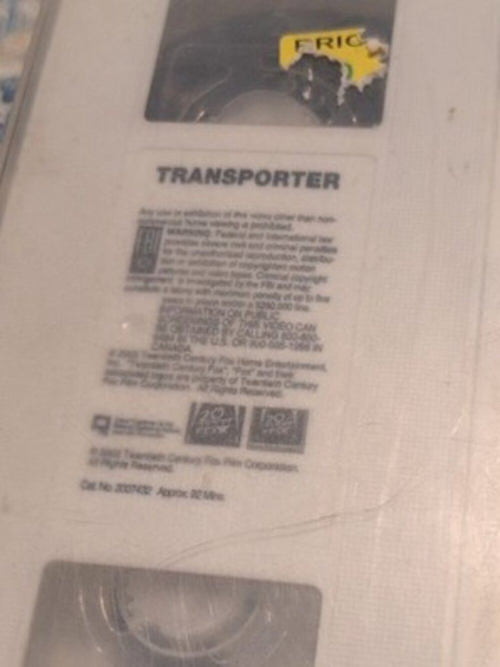 20th Century Fox Transporter VHS Rare White Cover 2002